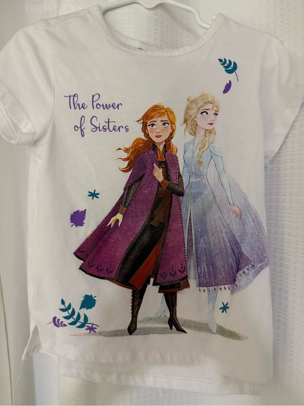 Girls White 'The Power of Sisters' Frozen Graphic Tee 3t